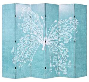 VidaXL Sklopiva sobna pregrada s uzorkom leptira 228 x 170 cm plava