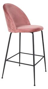 Set od 2 ružičaste barske baršunaste stolice s crnim nogama House Nordic Lausanne