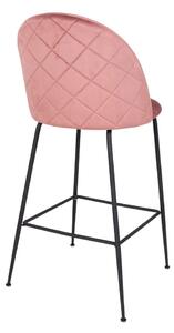 Set od 2 ružičaste barske baršunaste stolice s crnim nogama House Nordic Lausanne