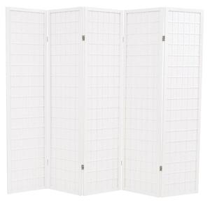 VidaXL Sklopiva sobna pregrada s 5 panela u japanskom stilu 200x170 cm bijela