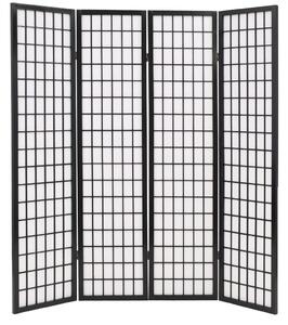 VidaXL Sklopiva sobna pregrada s 4 panela u japanskom stilu 160x170 cm crna