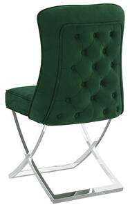 Blagovaonska stolica tamnozelena 53x52x98 cm baršun i čelik