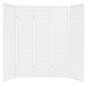 VidaXL Sklopiva sobna pregrada s 5 panela u japanskom stilu 200x170 cm bijela
