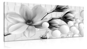 Slika crno-bijela magnolija s apstraktnim elementima