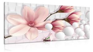 Slika magnolija s apstraktnim elementima