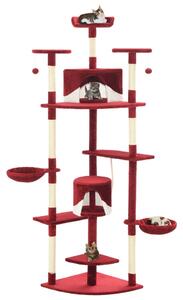 VidaXL Penjalica za mačke sa stupovima za grebanje od sisala 203 cm crvena i bijela