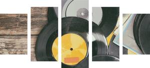 5-dijelna slika stare gramofonske ploče
