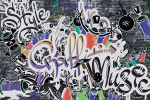 Tapeta trendi ljubičasti graffiti zid