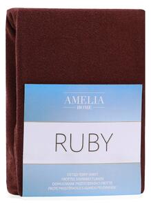 Smeđa elastična plahta AmeliaHome Ruby Siesta, 200/220 x 200 cm