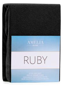 Crna elastična plahta AmeliaHome Ruby Siesta, 200/220 x 200 cm