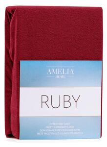Tamnocrvena elastična plahta AmeliaHome Ruby Siesta, 180/200 x 200 cm