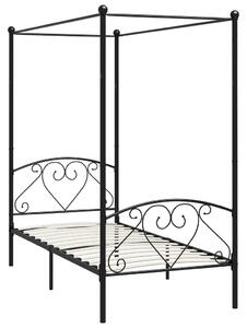 VidaXL Okvir za krevet s nadstrešnicom crni metalni 90 x 200 cm