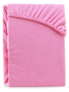 Ružičasta elastična plahta za bračni krevet AmeliaHome Ruby Siesta, 180/200 x 200 cm