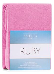 Ružičasta elastična plahta AmeliaHome Ruby Siesta, 220/240 x 220 cm