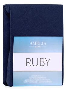 Tamnoplava elastična plahta AmeliaHome Ruby Siesta, 180/200 x 200 cm