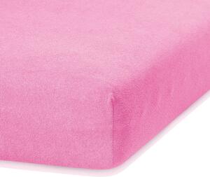 Ružičasta elastična plahta za bračni krevet AmeliaHome Ruby Siesta, 180/200 x 200 cm
