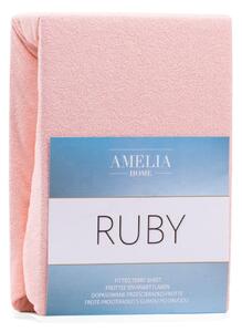 Svjetloružičasta elastična plahta AmeliaHome Ruby Siesta, 200/220 x 200 cm