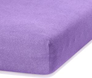 Ljubičasta elastična plahta za bračni krevet AmeliaHome Ruby Siesta, 180/200 x 200 cm