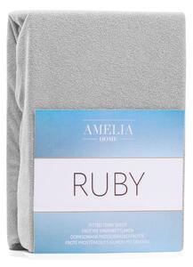 Siva elastična plahta AmeliaHome Ruby Siesta, 180/200 x 200 cm