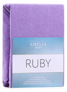 Ljubičasta elastična plahta AmeliaHome Ruby Siesta, 200/220 x 200 cm