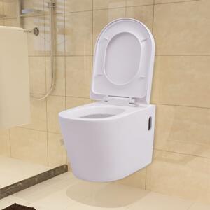 VidaXL Zidna toaletna školjka s ugradbenim vodokotlićem keramička bijela