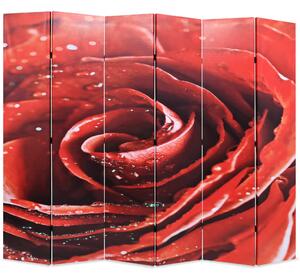 VidaXL Sklopiva sobna pregrada sa slikom crvene ruže 228 x 170 cm