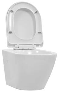 VidaXL Zidna toaletna školjka bez ruba keramička bijela