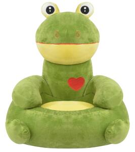 VidaXL Plišana dječja fotelja u obliku žabe zelena