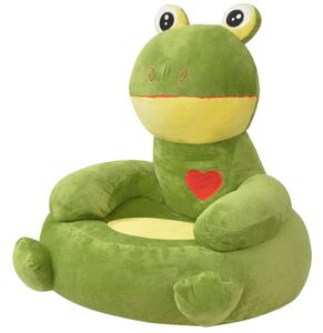 VidaXL Plišana dječja fotelja u obliku žabe zelena