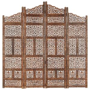 VidaXL Sobna pregrada s 4 panela smeđa 160 x 165 cm masivno drvo manga