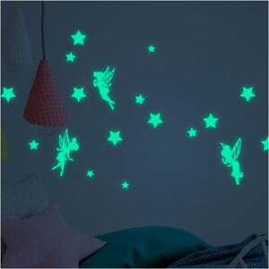 Set dječjih zidnih samoljepljivih svjetlećih naljepnica Ambiance Fairies and Stars