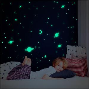 Set dječjih zidnih samoljepljivih svjetlećih naljepnica Ambiance Stars and Planets Milky Way