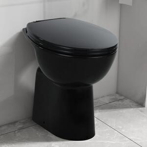 VidaXL Toaletna školjka bez ruba 7 cm viša keramička crna