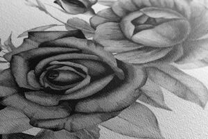 Slika čaravajuća kombinacija cvijeća i listova u crno-bijelom dizajnu