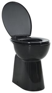 VidaXL Toaletna školjka bez ruba 7 cm viša keramička crna