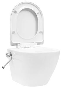 VidaXL Zidna toaletna školjka bez ruba s bideom keramička bijela