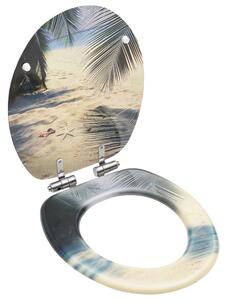 VidaXL Toaletna daska s mekim zatvaranjem MDF s uzorkom plaže