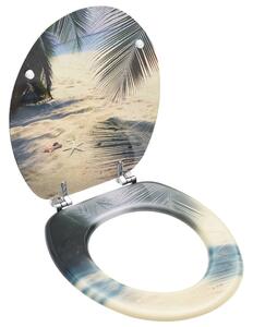 VidaXL Toaletna daska s poklopcem MDF s uzorkom plaže