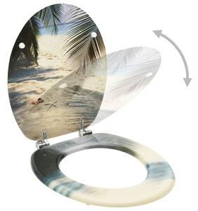 VidaXL Toaletna daska s poklopcem MDF s uzorkom plaže