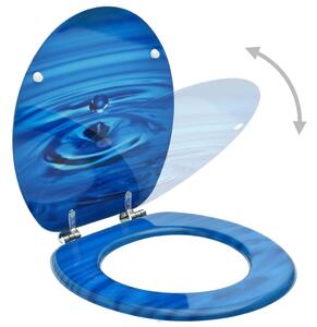 VidaXL Toaletna daska s poklopcem MDF plava s uzorkom kapi vode
