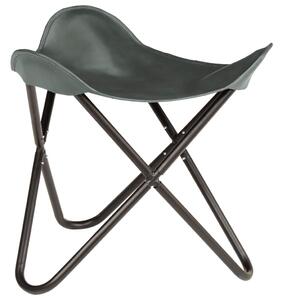 VidaXL Leptir-stolac od prave kože sivi