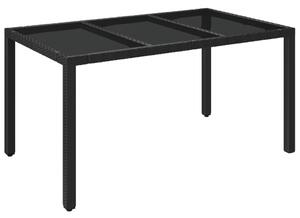 VidaXL Vrtni stol sa staklenom pločom crni 150x90x75 cm od poliratana