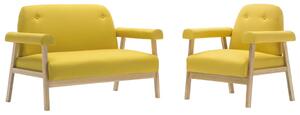 VidaXL 2-dijelni set sofa od tkanine za 3 osobe žuti