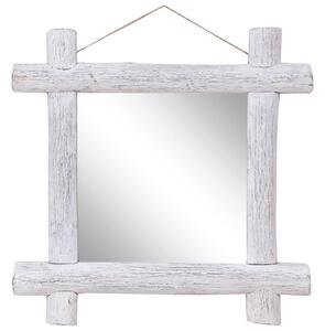 VidaXL Ogledalo od cjepanica bijelo 70 x 70 cm masivno obnovljeno drvo