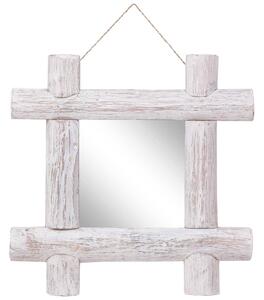VidaXL Ogledalo od cjepanica bijelo 50 x 50 cm masivno obnovljeno drvo
