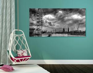 Slika jedinstven London i rijeka Temza u crno-bijelom dizajnu