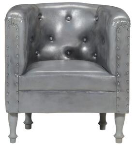 VidaXL Zaobljena fotelja od prave kože siva