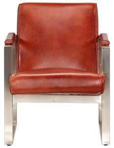 VidaXL Zaobljena fotelja od prave kože 60 x 73 x 77 cm smeđa