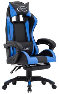 VidaXL Igraća stolica od umjetne kože s osloncem za noge plavo-crna