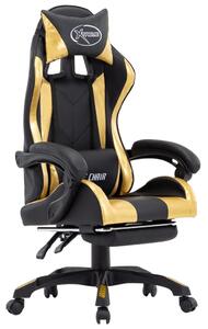 VidaXL Igraća stolica od umjetne kože s osloncem za noge zlatno-crna